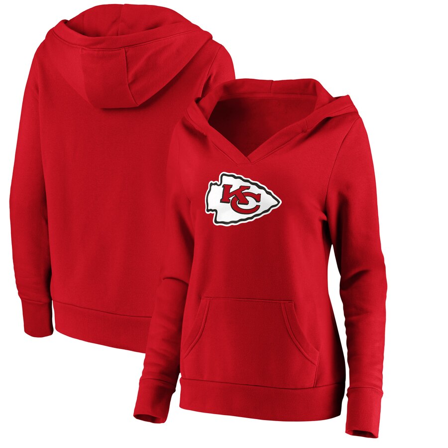 Kansas City Chiefs NFL Pro Line by Fanatics Branded Women Primary Team Logo VNeck Pullover Hoodie  Red